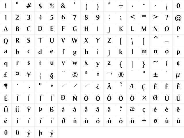 Ogirema Bold Character Map