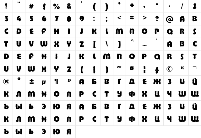 a_BighausTitulBrk ExtraBold Character Map
