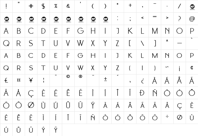 Moonglade DEMO Regular Character Map