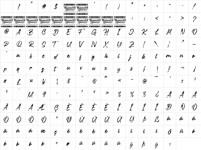 Arthemis Regular Character Map Arthemis Regular Character Map