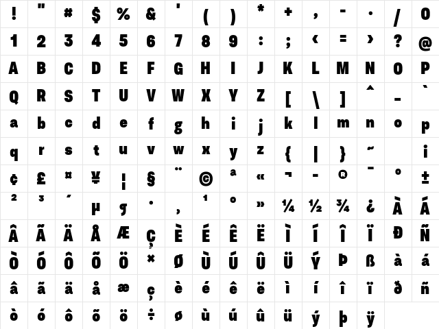 Asket Condensed ExtraBold Character Map