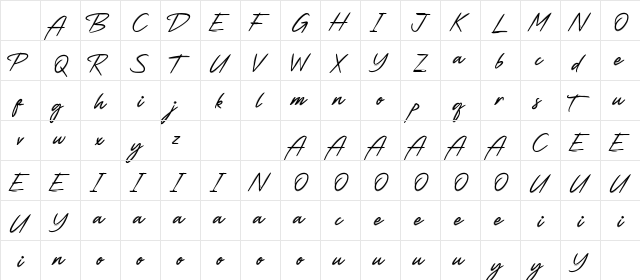 Yellowish Demo Regular Character Map Yellowish Demo Regular Character Map