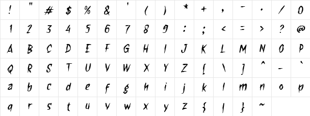 f Fire Blast Regular Character Map