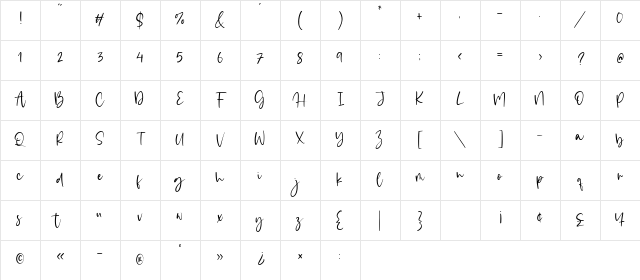Dailymoon Regular Character Map