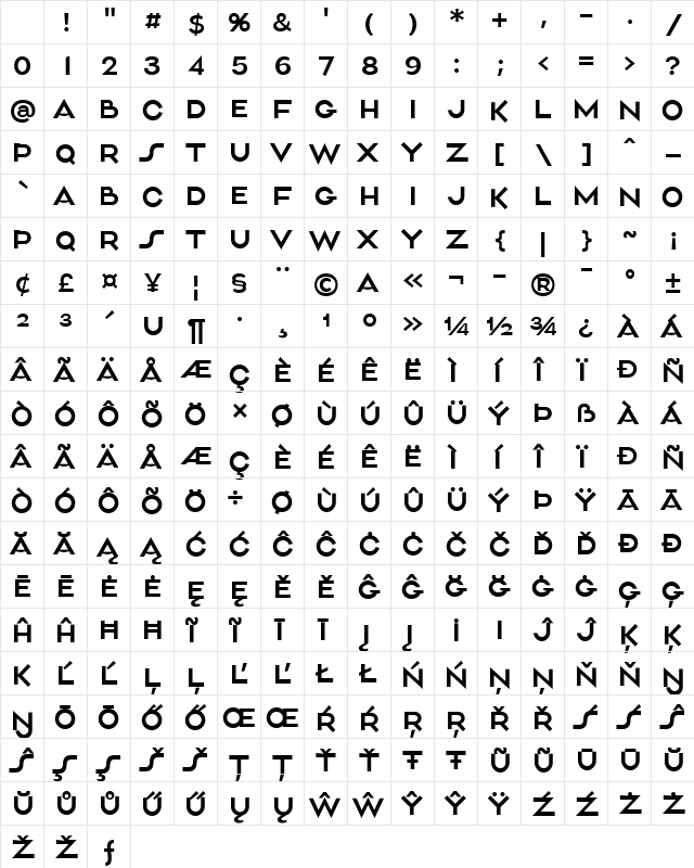 Aliment Light Character Map