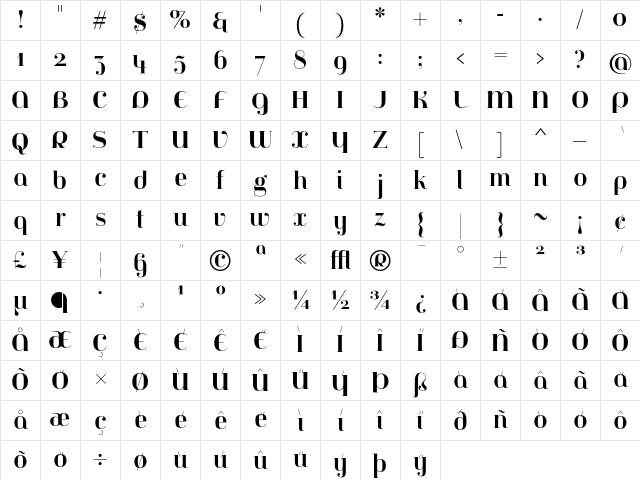 Jeanne Moderno OT Bold Character Map Jeanne Moderno OT Bold Character Map