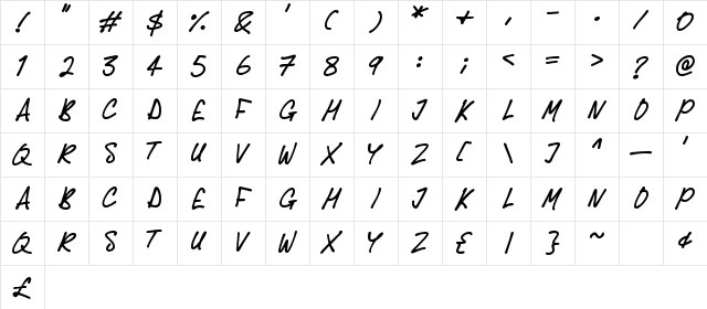 Delicious Scrawl Regular Character Map Delicious Scrawl Regular Character Map