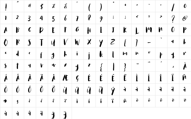 Antums Brush Regular Character Map Antums Brush Regular Character Map