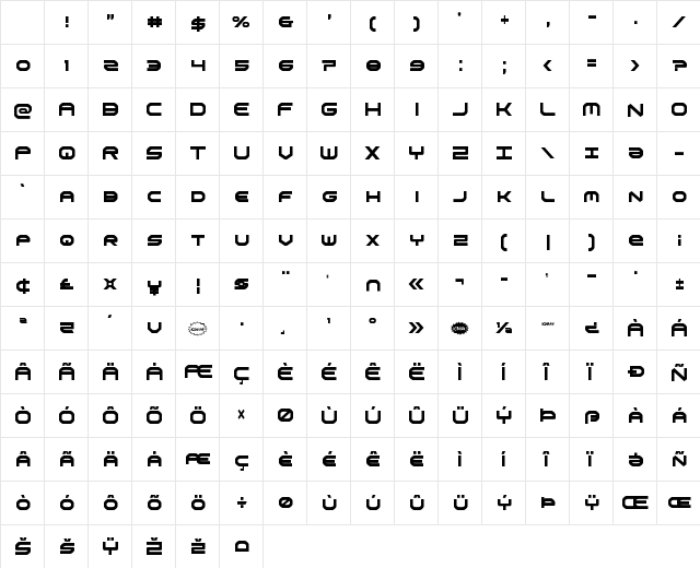 Omni Boy Extra-Condensed Character Map Omni Boy Extra-Condensed Character Map