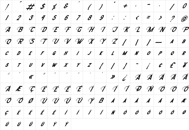 Morthwicks Plain Italic Regular Character Map Morthwicks Plain Italic Regular Character Map