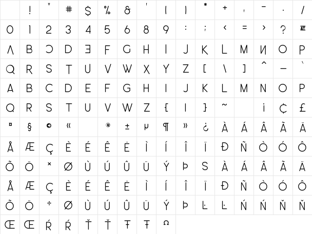 Leo Rounded Light Regular Character Map