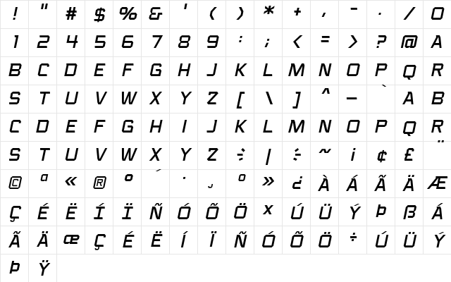Voice Activated Caps BB Italic Character Map Voice Activated Caps BB Italic Character Map