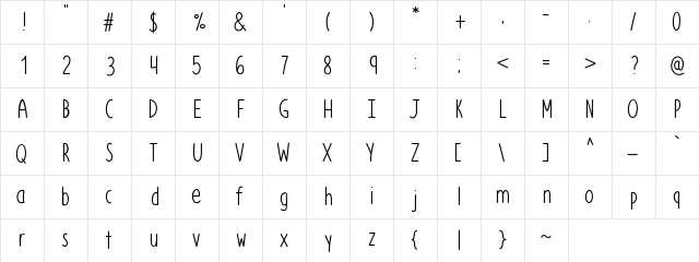 Azurite Medium Character Map