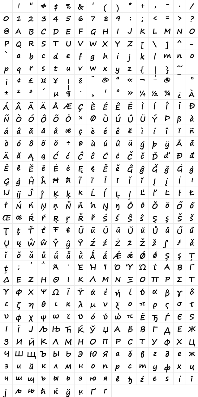 Segoe Print Bold Character Map Segoe Print Bold Character Map