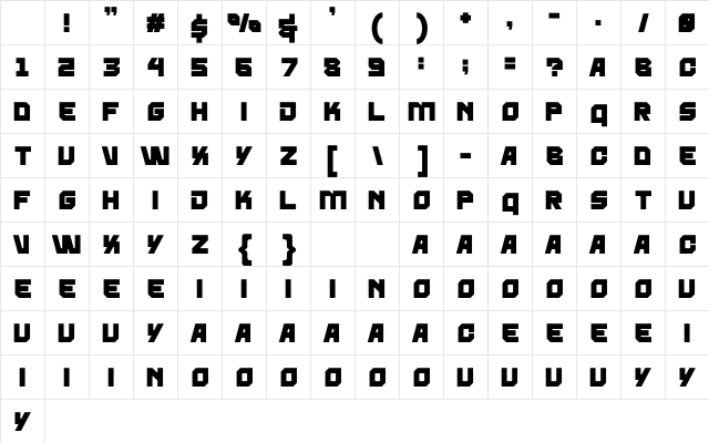 AXOPE Regular Character Map AXOPE Regular Character Map