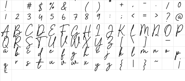 Camellia Signature DEMO! DEMO! Regular Character Map