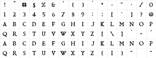 Bardolatry Regular Character Map Bardolatry Regular Character Map