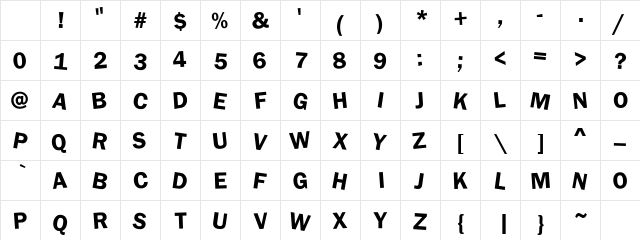 DAFT Upper Case Character Map DAFT Upper Case Character Map