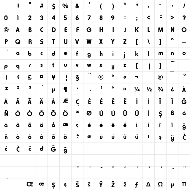 00339 Regular Character Map