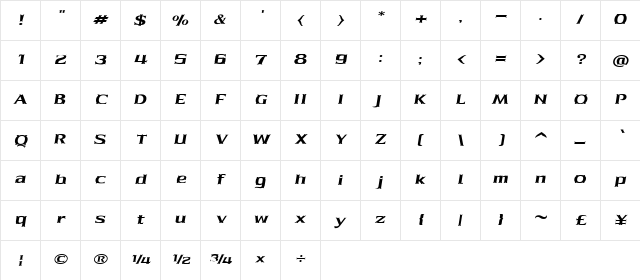 AAA Chandrakasem 59 Italic Character Map AAA Chandrakasem 59 Italic Character Map