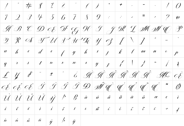 Ballistic Script Regular Character Map Ballistic Script Regular Character Map