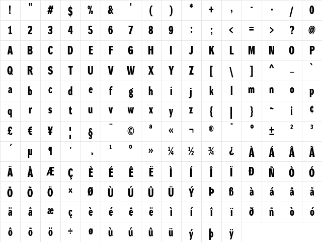 DynaGrotesk DC Bold Character Map DynaGrotesk DC Bold Character Map