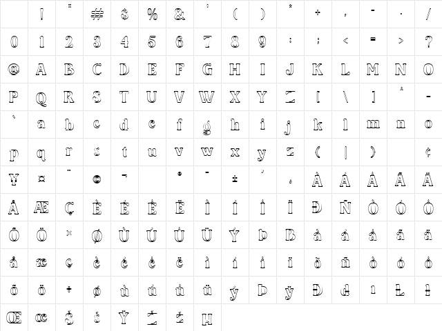 Radion Outline Regular Character Map Radion Outline Regular Character Map