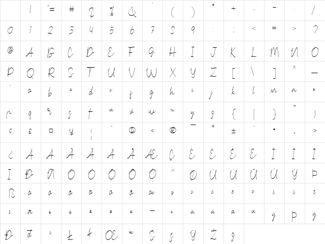 Carmelia Regular Character Map Carmelia Regular Character Map