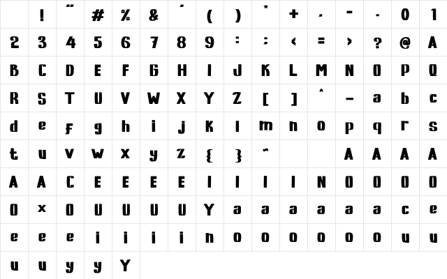 HOMICA Regular Character Map