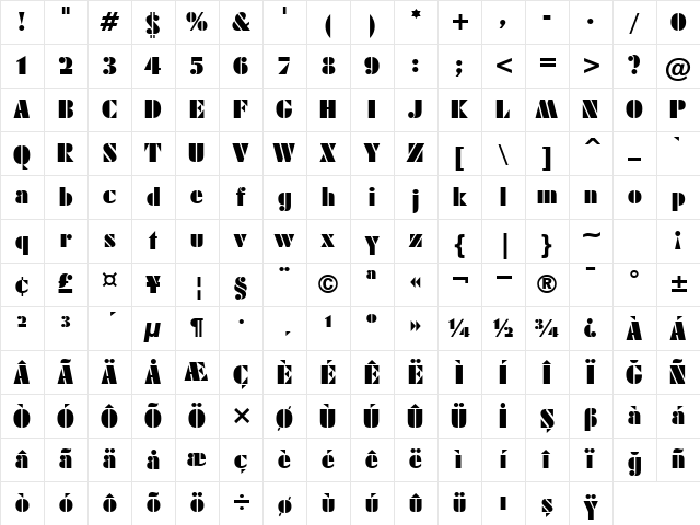00267 Regular Character Map