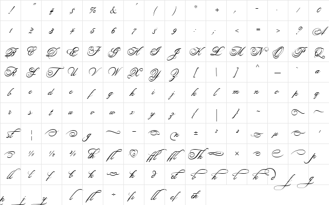 Old Fashion Script Flourishes Regular Character Map Old Fashion Script Flourishes Regular Character Map