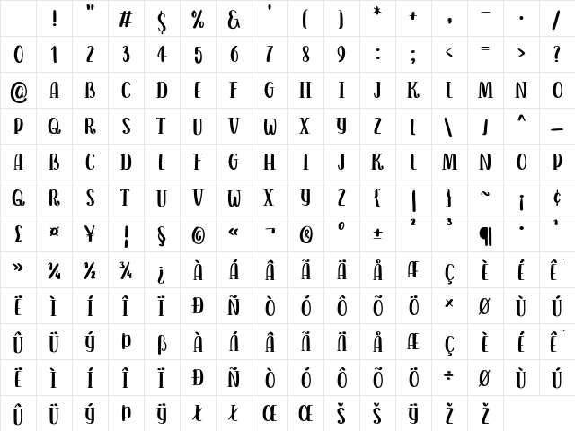 Lucky Cider Regular Character Map Lucky Cider Regular Character Map