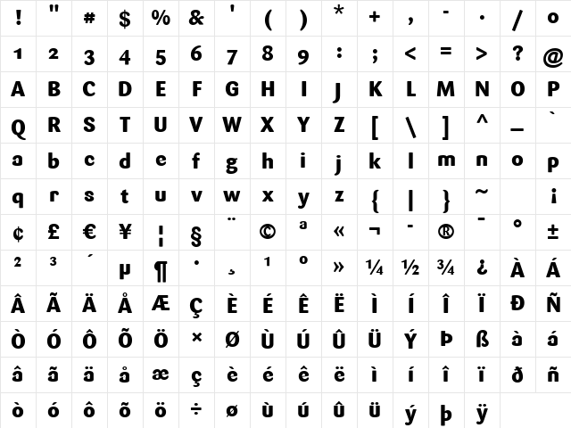 Sari ExtraBold Character Map
