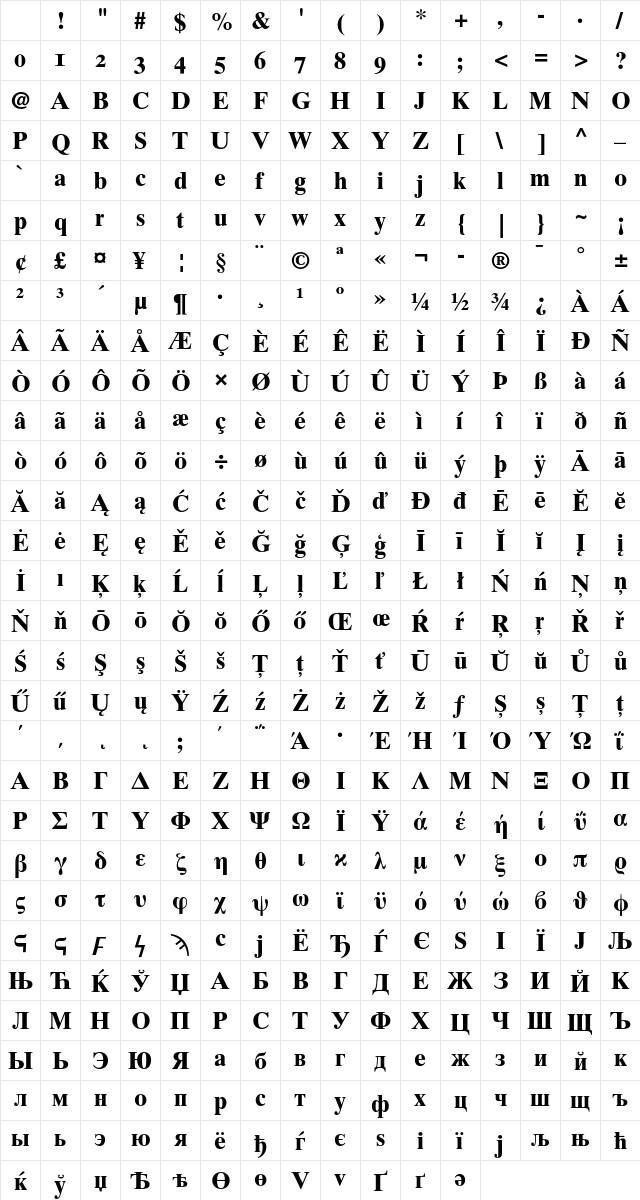Asteria Bold Character Map Asteria Bold Character Map