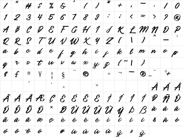 Hatchy Regular Character Map Hatchy Regular Character Map