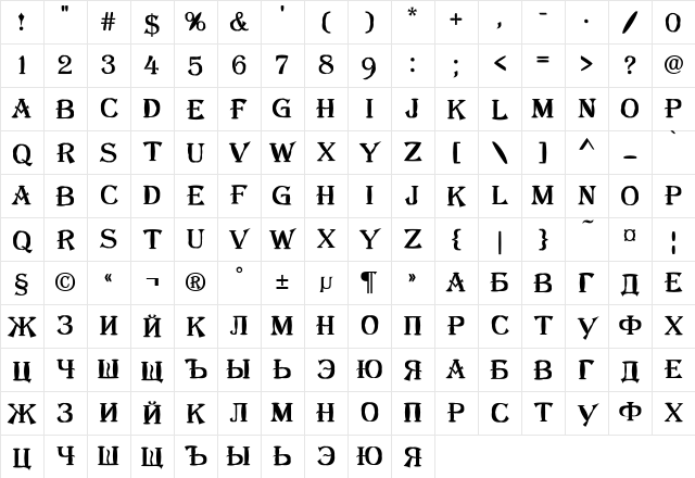 a_AlgeriusBlw Regular Character Map