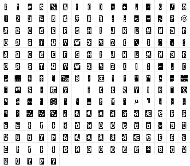 a_LuggerCmStNt Regular Character Map a_LuggerCmStNt Regular Character Map
