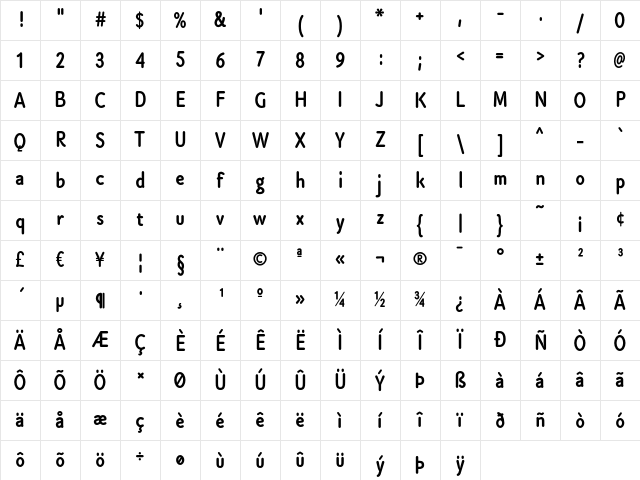 Cen Pro Bold Character Map Cen Pro Bold Character Map