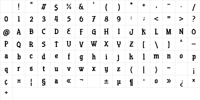 Duckie sans slab Regular Character Map