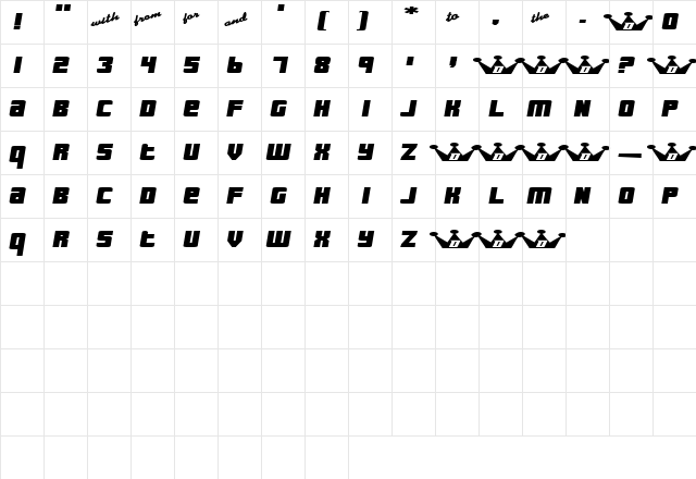 BackToMono Regular Character Map BackToMono Regular Character Map