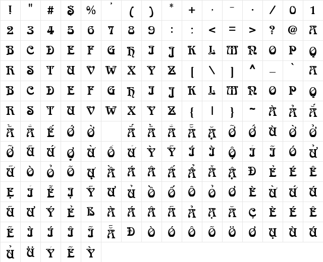 VPS Binh Long Hoa Normal Character Map