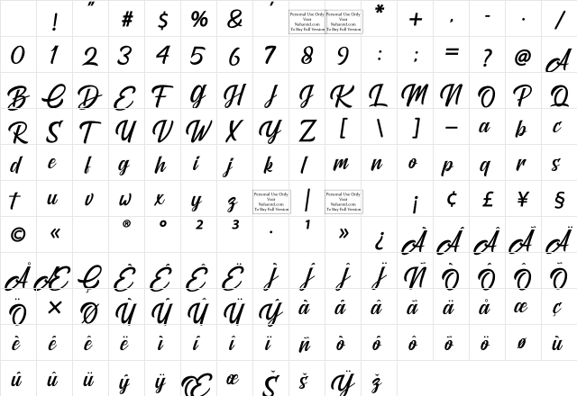 Brightons Regular Character Map Brightons Regular Character Map