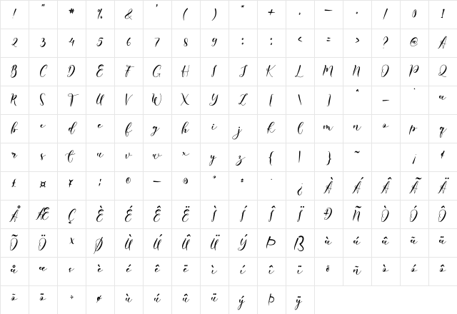 Laudiea Regular Character Map