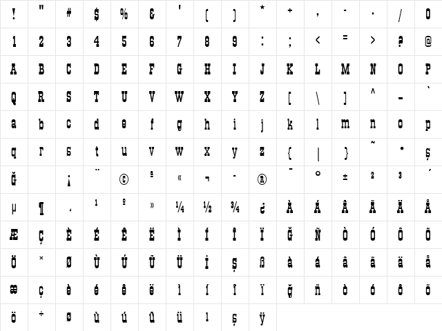 Old-Town Normal Character Map
