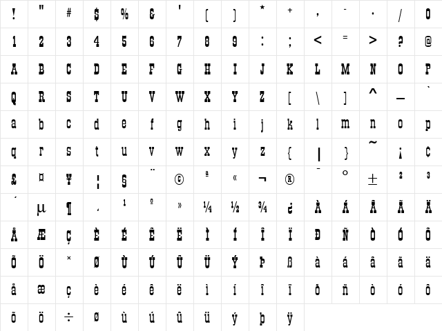 Old Towne No536 D Regular Character Map