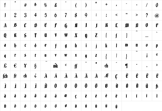 BrokenWoodtypes Regular Character Map BrokenWoodtypes Regular Character Map