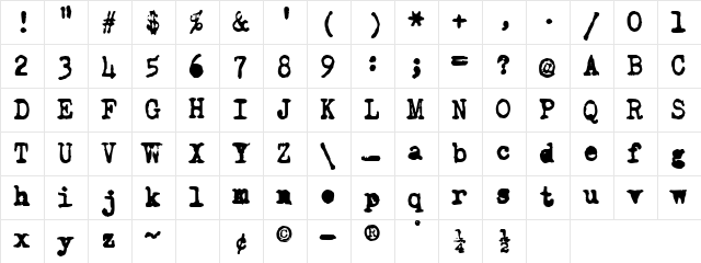 Old Typewriter Simplified Character Map