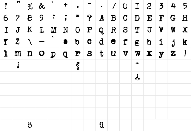 Old typewriter Regular Character Map