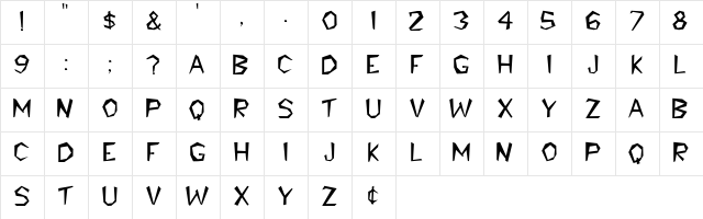 Lackey Normal Character Map