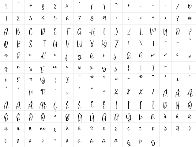 Hearthbright - Personal Use Regular Character Map